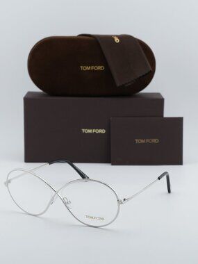 Tom Ford FT5517 018 Oval Eyeglasses - Shiny Rhodium 58mm